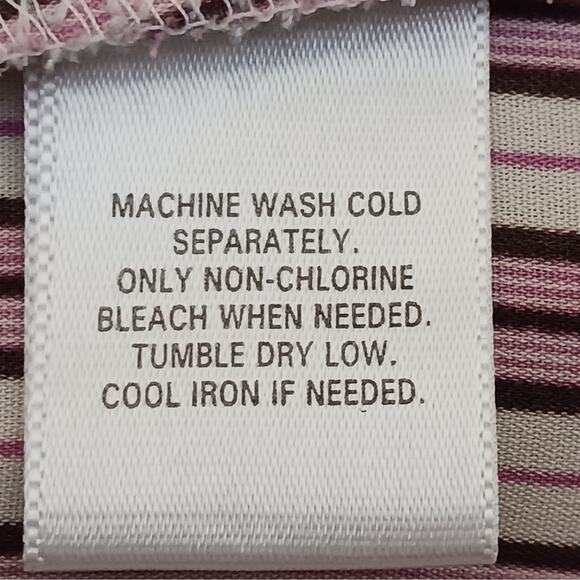 Covington Blouse Womens L (14-16) Pink Striped Button Up Long Sleeve Polyester - Picture 10 of 10